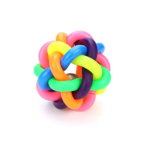 Anomidry Bälle für Hunde, bunte Glocke, Strickball, Haustierspielzeug, elastischer Ball, großer, mittlerer und kleiner Regenbogen-Gummi-Haustierball (Größe: 5,5 cm) von Anomidry