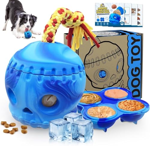 Dog Enrichment Treats Toy, Interactive Frozen Treats Toy Indestructible Dispensing Toy for Aggressive Chewer Boredom, Skull Fillable Slow Feeder with Rope, Tough Rubber Puzzle Dog Ball Keep Them Busy Dog Enrichment Treats Toy, Interactive Frozen Treats Toy Indestructible Dispensing Toy for Aggressive Chewer Boredom, Skull Fillable Slow Feeder with Rope, Tough Rubber Puzzle Dog Ball Keep Them Busy von Anoodi