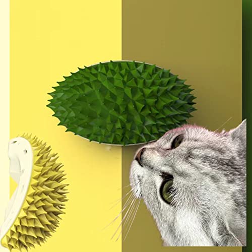 Anoudon 2 Pack Katzenspielzeug Durian geformte Ecke Kitzler Haarentferner Katze Selbst Groomer ute Durian Form Wand Ecke Bürsten mit Katzenminze Durian geformter Eckkitzler von Anoudon