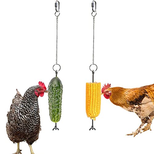Anoudon 2Pcs Hühner Feeder von Gemüse Spieß Obst Food Halter,Eisen hängende Hühner Feeder, Spieß Futter Hühner Spielzeug für Hühner und Vögel Behandlung Werkzeug von Anoudon