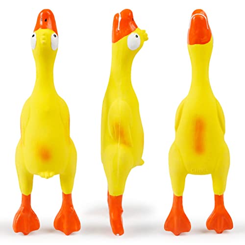 Anoudon 3-Pack Schreien Hühner Hund Spielzeug, Gelber Gummi Squaking Hühner Spielzeug Neuheit und dauerhaftes Gummi Huhn für Hunde von Anoudon
