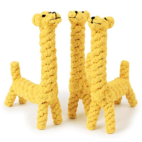 Anoudon 3Pcs Baumwollseil Gewebte Giraffe Hundespielzeug 8.2In×5.1In Zahnen Spielzeug Verschleißfestes Anti-Biss Haustier Spielzeug Geeignet Alle Hunde von Anoudon