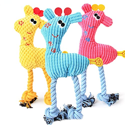 Anoudon 3pcs Maissamt klingende Haustier Spielzeug, Haustier Baumwollseil Spielzeug, Plüsch klingende Giraffe Hundespielzeug, passend für Hunde und Katzen von Anoudon