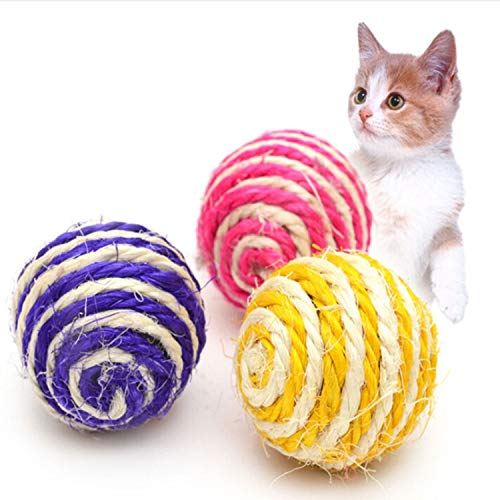 Anoudon 5pcs Farbe zufällige Sisal Ball interaktive natürliche Katze Spielzeug Kratzbrett von Anoudon