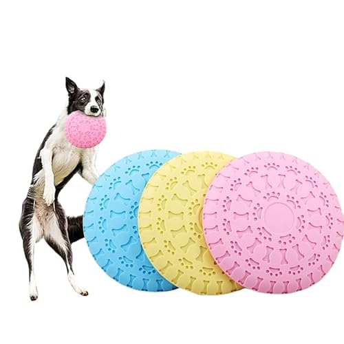 Anoudon EIN Satz von DREI mehrfarbigen Hundefrisbees, Dual Purpose Frisbees für Fütterung und Training, interaktive Outdoor-Spielzeug, geeignet für Training, Spielen und Hundefang 22cm von Anoudon