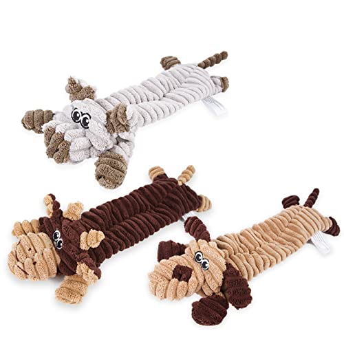 Anoudon Hund quietschende Spielzeug, 3-Pack Haustier Plüschtiere für kleine mittlere Rasse Hund, dauerhafte interaktive Welpen Kauspielzeug für Zähne Reinigung von Anoudon