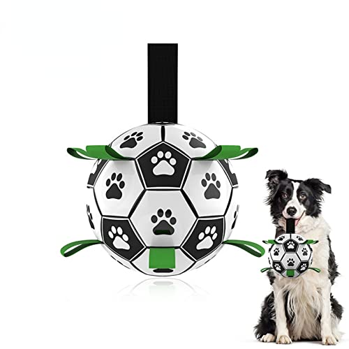Anoudon Hundespielzeug, interaktiver Fußball, dauerhafter Hundefußball mit Griff Tabs, interaktive Hundebälle, Trainingsball mit Pumpe für kleine Hunde und mittlere Rassen von Anoudon