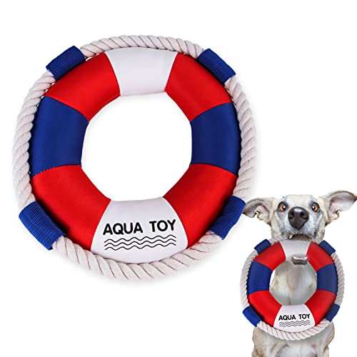 Anoudon Interaktive Hund quietschende Spielzeug mit langlebigem Seil Lustige Schwimmen Ringe Kauspielzeug für kleine bis große Hunde Welpe Doggy von Anoudon
