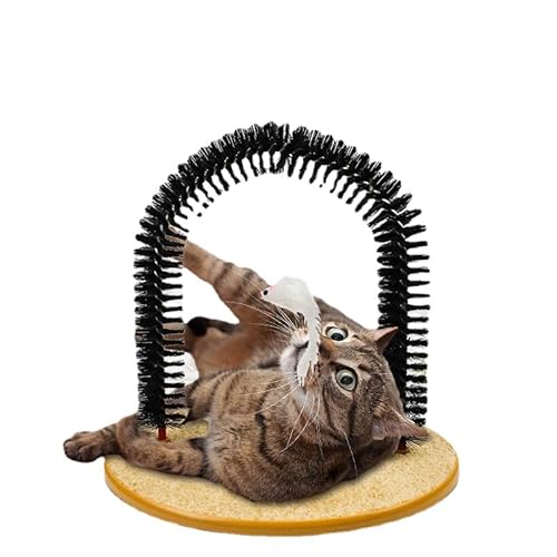 Anoudon Katze Kratzplatte Reibbürste, Katze Kratzen, Bogenkatze automatisches Massagegerät, Rückenpflege Katze und Hund Spielzeug Bürste von Anoudon