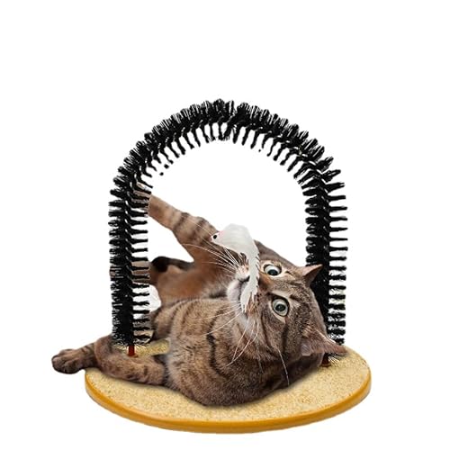 Anoudon Katze Kratzplatte Reibbürste, Katze Kratzen, Bogenkatze automatisches Massagegerät, Rückenpflege Katze und Hund Spielzeug Bürste von Anoudon
