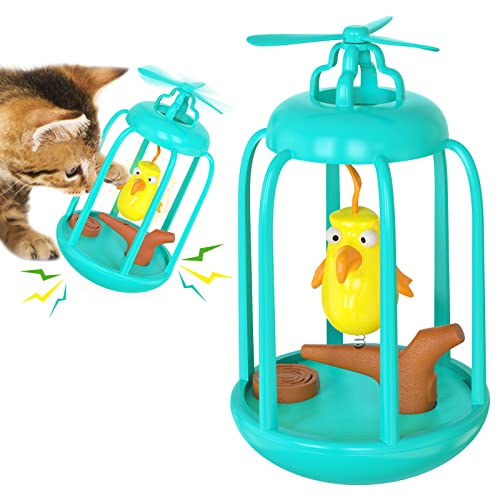 Anoudon Katze Vogelkäfig quietschendes Spielzeug, Tier Sound Interaktive quietschende Kätzchen Spielzeug, Tumbler Spielzeug mit rotierendem Propeller für Indoor Katzen, Spaß Kätzchen Spielzeug für von Anoudon