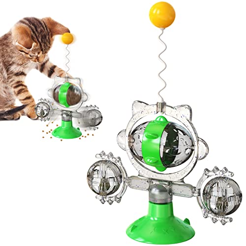 Anoudon Windmühle Katze Spielzeug Behandlung Dispenser Spielzeug Katze Übung Rad Laufband Spielzeug Drehtisch Rotierende Interaktive Langsame Fütterung für Indoor Katzen Kätzchen Spielzeug von Anoudon