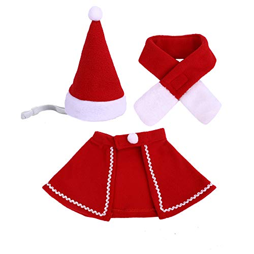 Cat Christmas Costume Outfit 3pcs Cat Pet Dog Clothes Reindeer Headbands Red Costume Suit Cute Santa Hat & Scarf Cute Funny Pet Hoodie Coat for Small Pet von Anoudon
