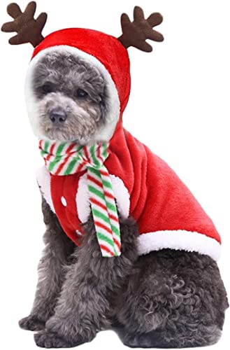 Haustier Hund Weihnachtskostüm, Elch Plüsch Kostüm, warme Katze Rollenspiel Dekoration, mittelgroße Hund Weihnachtskostüm von Anoudon