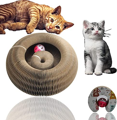 Katzenspielzeug magisches Organ Katze Kratzbrett, mit Spielzeuguhr, Katze Kratzkralle, rohes Wellpapier interaktiv, mit Katzenglocke von Anoudon