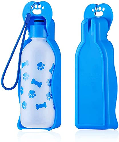 Anpetbest Katze Hund trinkflasche wasserflasche unterwegs, Haustiere Kunststoff Trinkflasche mit Schüssel Reise Tragbar Faltbar-11 oz(320ML) (Blau) von Anpetbest