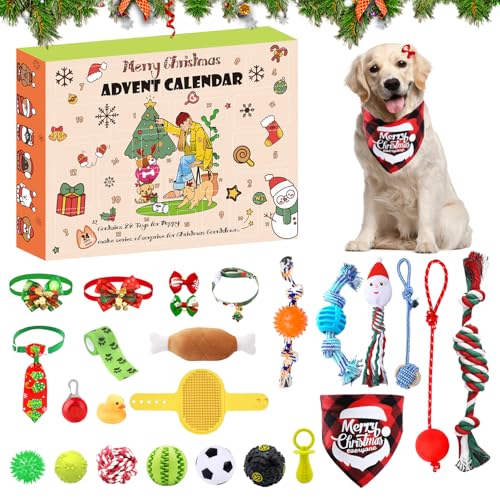 Hunde-Adventskalender 2024, Weihnachts-Hundespielzeug, Kauseile, quietschende Bälle, Beißspielzeug, Hundefliege, Halsbänder, Bandana, 24 Set, Weihnachts-Countdown-Kalender, Geschenk für Hundewelpen Hunde-Adventskalender 2024, Weihnachts-Hundespielzeug, Kauseile, quietschende Bälle, Beißspielzeug, Hundefliege, Halsbänder, Bandana, 24 Set, Weihnachts-Countdown-Kalender, Geschenk für Hundewelpen von Ansee