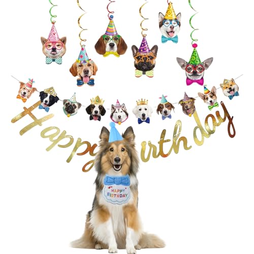 Anseom Hund Geburtstagsfeier Dekoration mit Hundegeburtstag Hut Bandana, Hunde Geburtstag Banner Hunde Party Zieht Flagge und Hundespiralen, Buntes Hund Geburtstag Party Set für Jungen und Mädchen Anseom Hund Geburtstagsfeier Dekoration mit Hundegeburtstag Hut Bandana, Hunde Geburtstag Banner Hunde Party Zieht Flagge und Hundespiralen, Buntes Hund Geburtstag Party Set für Jungen und Mädchen von Anseom