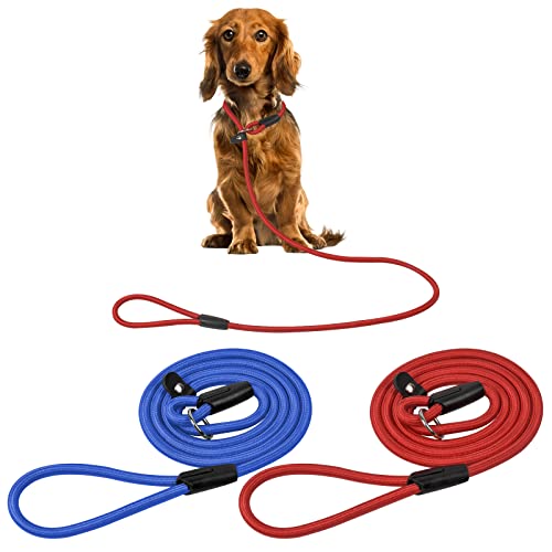 Anseom Hundeleine 2Pcs Hundeleine Verstellbare Hundeleine Retrieverleine Hunde Doppelleine Hunde Trainingsleine für Große & Mittelgroße Hund 1,3m Verstellbare Doppelleine (rot+blau, 1,3m) von Anseom