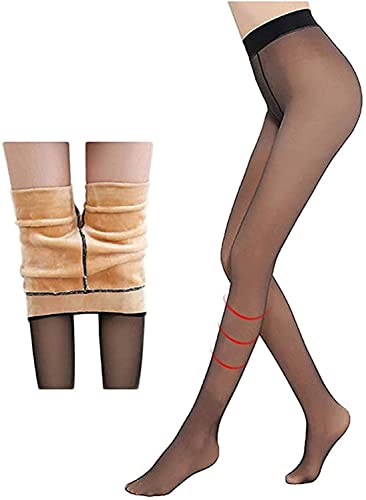 Anshka Perfect Legs Fake Translucent Warm Fleece Tights,Womens Warm Fleece Lined Tights - Thermal Winter Tights (220g, Coffee) von Anshka