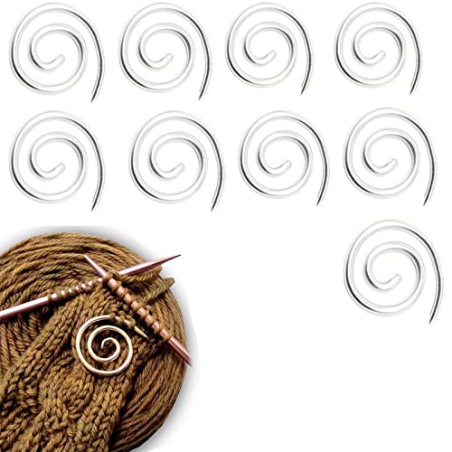 Anshka Spiral Cable Knitting Needle,Bent Tapestry Yarn Sewing Knitting Needle,Bent Tapestry Needles for Yarn Sewing Knitting,Small Spiral Cable Needle Stitch Holders Gift for Knitter (Silver-9pcs) von Anshka