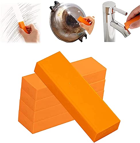 Anshka Stainless Steel Decontamination Artifact Eraser,Easy Limescale Eraser Orange,Rubber Rust Eraser Cleaning Eraser for Steel Stainless Surface Kitchen (5pcs) von Anshka