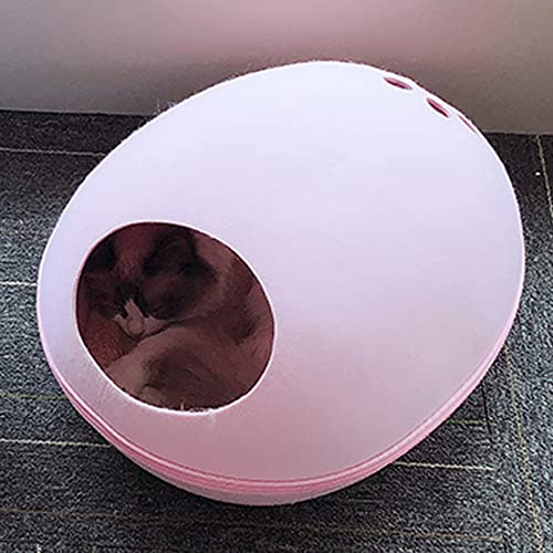AnsonBoy Cute An Integrated Cat House Haustier Nest Filz Kreative eiförmige Wärmeisolierung Haustier Haus Indoor Outdoor Haustier Zubehör Pink Groß von AnsonBoy