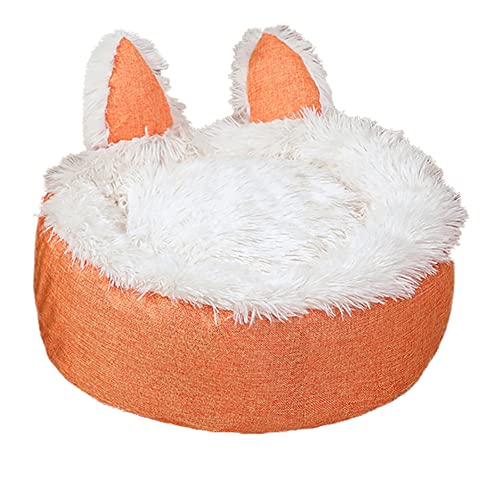 AnsonBoy Warme Hundekatze Bett Haus Teddy Hund Weiche gemütliche Welpen Kennel Nette Ohren Nestmatte Für Hunde Katzen,Orange,35cm von AnsonBoy