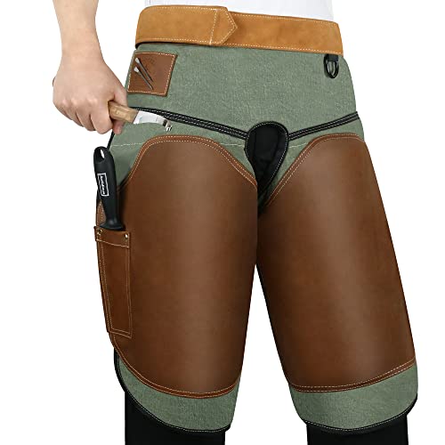 Antidious Professionelle Farrier Chaps Lederschürze mit verstellbarem Gürtel und Kniegurten, Huftrimmen, 2 Taschen und extra Haken zur Aufbewahrung, geeignet für Taillenumfang von 71,1 - 139,7 cm Antidious Professionelle Farrier Chaps Lederschürze mit verstellbarem Gürtel und Kniegurten, Huftrimmen, 2 Taschen und extra Haken zur Aufbewahrung, geeignet für Taillenumfang von 71,1 - 139,7 cm von Antidious