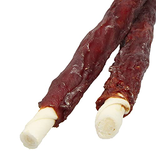 Schecker Kauknochen - Antos Hundesnack - Kaustangen XL mit Ente - aus Büffelhaut mit richtig viel Filetfleisch von Antos