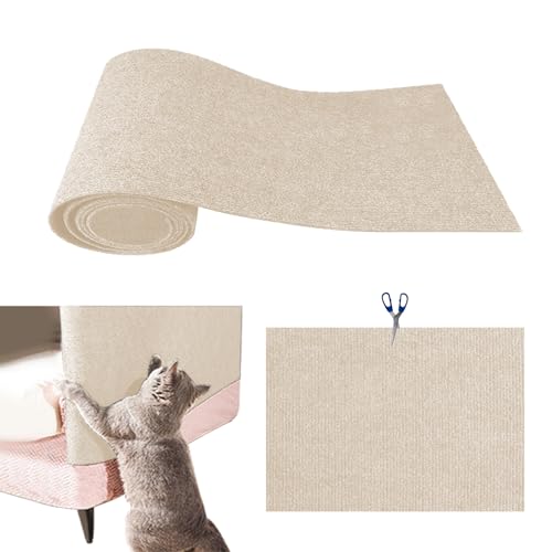 Anttyscar Katzenkratzmatte für Katzenwand,Kratzmatte für Katzen, Selbstklebend Kratzmatte Katze, DIY Trimmbarer Teppich Matte Pad Katzenkratzbretter, Katzenteppich für Kratzbaum(Beige,L) von Anttyscar