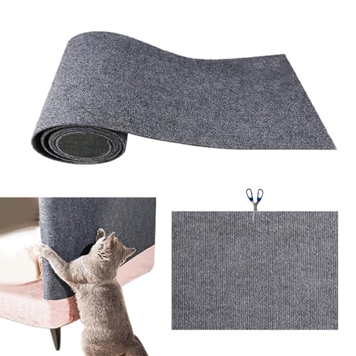 Anttyscar Katzenkratzmatte für Katzenwand,Kratzmatte für Katzen, Selbstklebend Kratzmatte Katze, DIY Trimmbarer Teppich Matte Pad Katzenkratzbretter, Katzenteppich für Kratzbaum(Dunkelgrau,L) von Anttyscar