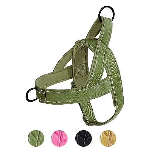 Easy Walk Hundegeschirr, Hundegeschirr mit Griff, Nylon-Brustgeschirr, reflektierend, gepolstert, weich, rutschfest, ausbruchsicher für kleine, mittelgroße und große Hunde (Größe S, Grün) von Anubis Bastet