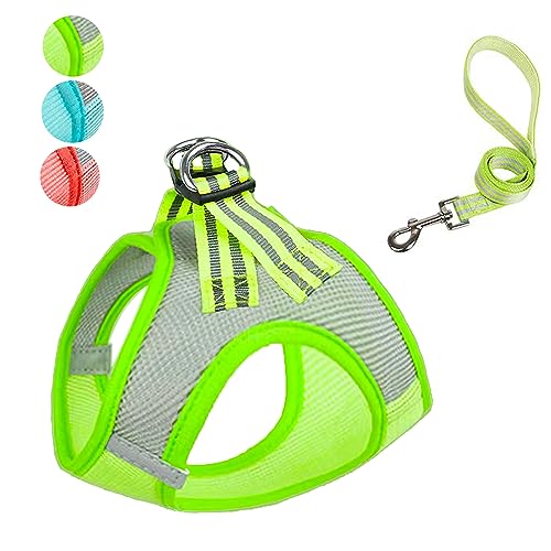 No Pull Harness,no Choke Adjustable Soft Padedd Step in Harness with Reflective,Lightweight Nylon Breathable Mesh Pet Vest for Small to Large Dogs (Green, XS) von Anubis Bastet