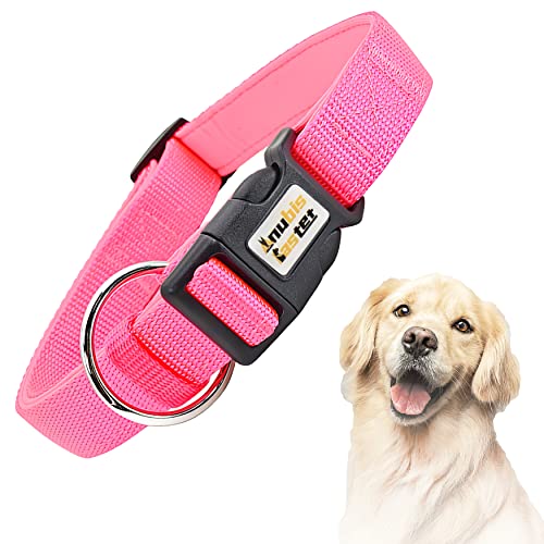 Reflektierendes Hundehalsband, Nylon, weich gepolstert, atmungsaktiv, verstellbar, strapazierfähig, für Spaziergänge, Laufen, Camping (Größe S, Rosa) von Anubis Bastet