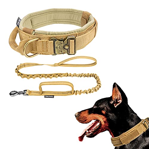 Taktisches Hundehalsband mit Bungee-Leine, verstellbares Militär-Hundehalsband mit reflektierendem Patch, Kontrollgriff und robuster Metallschnalle für kleine, mittelgroße und große Hunde von Anubis Bastet
