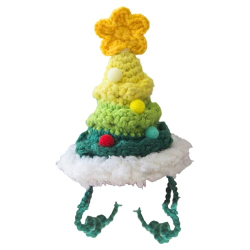 Anulely Weihnachtsmütze für Katzen, Weihnachtsbaumform, Wintermützen für Hunde, niedliche Strickmützen für Haustiere, fünfzackiger Stern, handgefertigte Katzenkopfbedeckung Anulely Weihnachtsmütze für Katzen, Weihnachtsbaumform, Wintermützen für Hunde, niedliche Strickmützen für Haustiere, fünfzackiger Stern, handgefertigte Katzenkopfbedeckung von Anulely