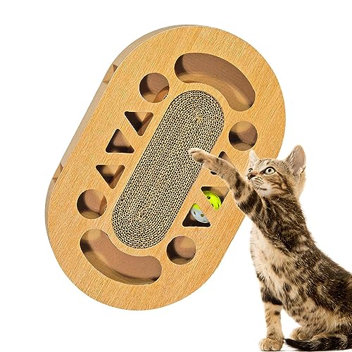 Katzenkratzbox - Kratzpad mit Katzenminze Glocke Ball | Scratcher Pad, Wellpappe Katzenkratzpad, Spielbox mit doppelseitigem Design Anulely von Anulely