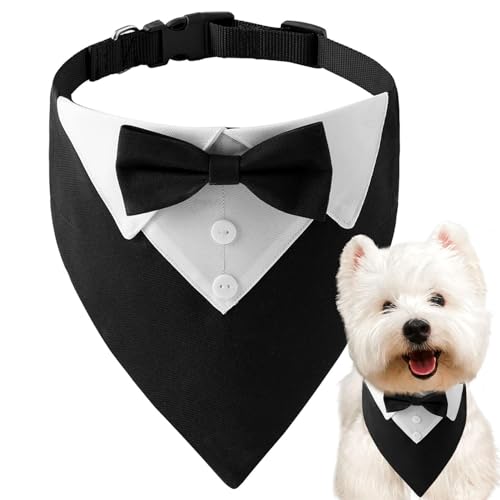Smokinghalsband für Hunde, Halstuch, Hochzeitszubehör, verstellbar, atmungsaktiv, formelles Hochzeits-Halstuch, Fliege für mittelgroße und große Hunde von Anulely