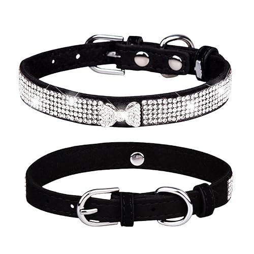 Strasshalsband | Katzenhalsbänder für Mädchen mit Strasssteinen aus Mikrofaser, verstellbar, für Hunde, weiches Hundehalsband, aus reißfestem Strass von Anulely