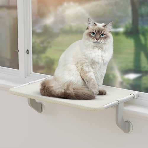 Anyelse 2-in-1-Katzen-Fenstersitzstange, One-Key-Anpassung Katzenfensterhängematte mit 4 Saugnäpfen und abnehmbarem Stoffbezug für große Katzen, Katzen-Sitzstange für Fensterbank, Nachttisch, von Anyelse