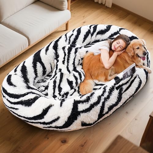 Hundebett, 180 x 120 x 34 cm, für Erwachsene und Haustiere, waschbar, riesiges Hundebett mit Decke, Zebrastreifen Hundebett, 180 x 120 x 34 cm, für Erwachsene und Haustiere, waschbar, riesiges Hundebett mit Decke, Zebrastreifen von Anywish