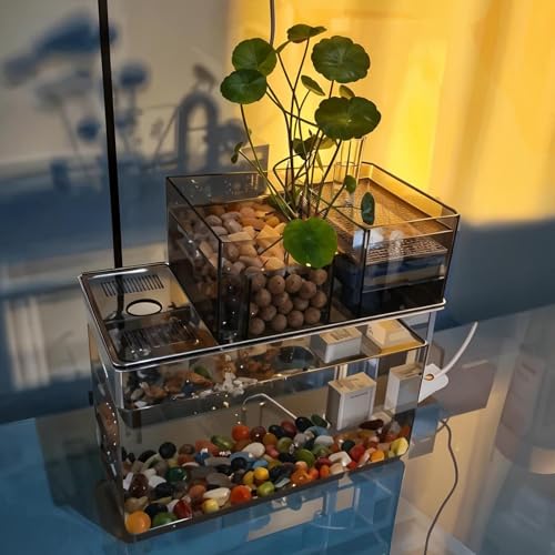 Aquarium-Set, 3,5 l, selbstreinigendes Aquarium mit Filter, Inverterpumpe, Doppelfilterschwamm, Onyx-Stein, ideales Aquarium-Starter-Set Aquarium-Set, 3,5 l, selbstreinigendes Aquarium mit Filter, Inverterpumpe, Doppelfilterschwamm, Onyx-Stein, ideales Aquarium-Starter-Set von AoBeiWorld