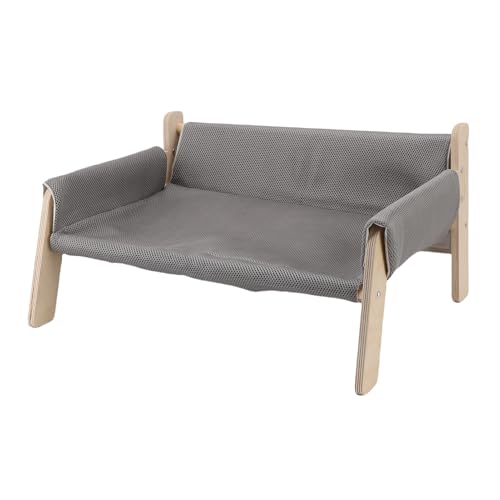 Aoaoy Erhöhte Katzen Couch Holzstruktur Stabile Unterstützung Entspannungstarke Ladungskatze -Sofa -Bett für Zuhause (Grau) von Aoaoy