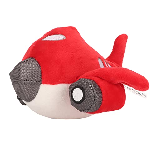 Aoaoy Plüschhund, Quietschendes Spielzeug, Bissfestes, Zähneschleifen, Reinigung, Interaktives Flugzeug mit Gefülltem Kauen für Welpen (Rot) von Aoaoy