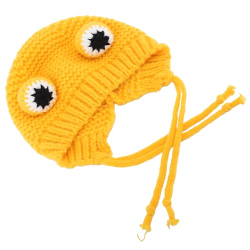 Gestrickter Hut für Hund Lustig und Süßes Design Bequem für Haustiere aus Warmem Winter Tricot Hut für Kleine Hunde Katzen Kaltes Winter Winter Winter (Gelb) von Aoaoy