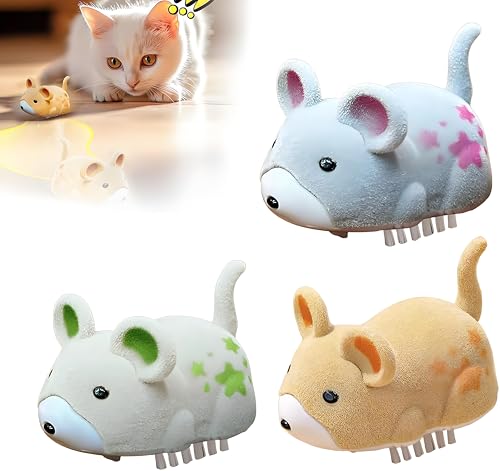 Aodejoy Katzenspielzeug Maus Elektris-ch, 2025 Interactive Elec-tric Hamster Cat Toy, Spielmaus, Selbst bewegen Hindernisse vermeiden Interaktives Katzenspielzeug Selbstbeschäftigung (Bunt) von Aodejoy
