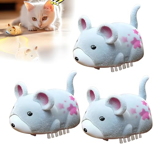 Aodejoy Katzenspielzeug Maus Elektris-ch, 2025 Interactive Elec-tric Hamster Cat Toy, Spielmaus, Selbst bewegen Hindernisse vermeiden Interaktives Katzenspielzeug Selbstbeschäftigung (Grau) von Aodejoy