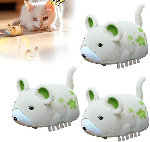 Aodejoy Katzenspielzeug Maus Elektris-ch, 2025 Interactive Elec-tric Hamster Cat Toy, Spielmaus, Selbst bewegen Hindernisse vermeiden Interaktives Katzenspielzeug Selbstbeschäftigung (Grün) von Aodejoy