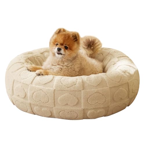 Aodethon Kleines Hundebett, Donut-Hundebett, Katzenbetten mit rutschfester Unterseite, Anti-Angst, Welpenbett, beruhigendes rundes Kätzchenbett, flauschiges Haustierbett für den Innenbereich Aodethon Kleines Hundebett, Donut-Hundebett, Katzenbetten mit rutschfester Unterseite, Anti-Angst, Welpenbett, beruhigendes rundes Kätzchenbett, flauschiges Haustierbett für den Innenbereich von Aodethon